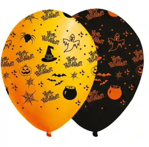 R-12 Globos Bombas Fashion Surtido N-n Happy Halloween X50 Unds