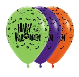 R-12 Globos Bombas Fashion Colores Surtidos Happy Halloween X50 Unds