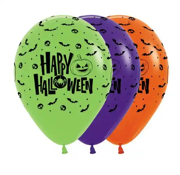 R-12 Globos Bombas Fashion Colores Surtidos Happy Halloween X50 Unds