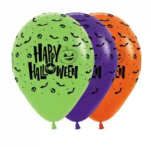 R-12 Globos Bombas Fashion Colores Surtidos Happy Halloween X12 Unds