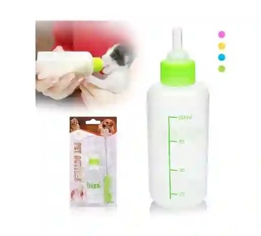 Tetero Para Mascotas Capacidad 60ml + Chupo Y Cepillo