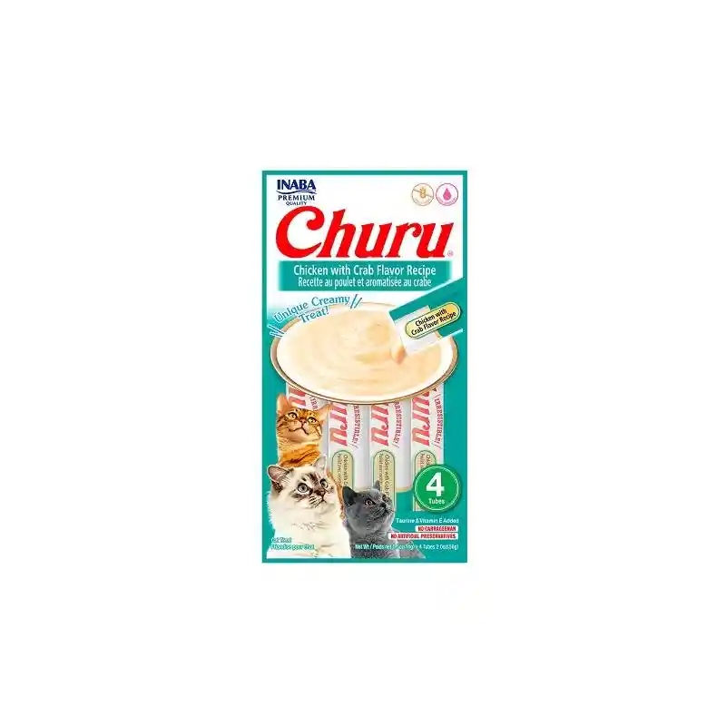 Churu Inaba Snacks Para Gato Pollo Cangrejo X 4 Uni