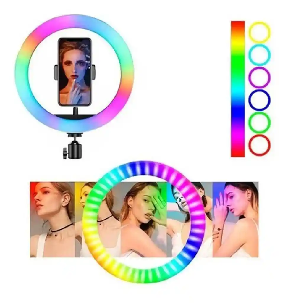 Aro De Luz Rgb Led Flash 33 Cm Fotografía Selfie + Trípode