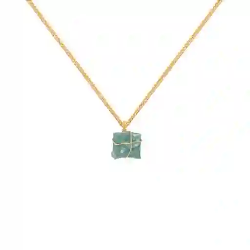 Collar Cadena Oro Cuarzo Verde