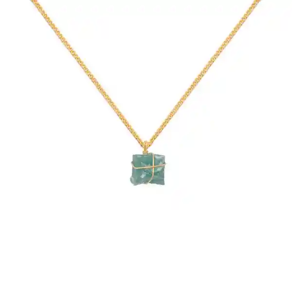 Collar Cadena Oro Cuarzo Verde