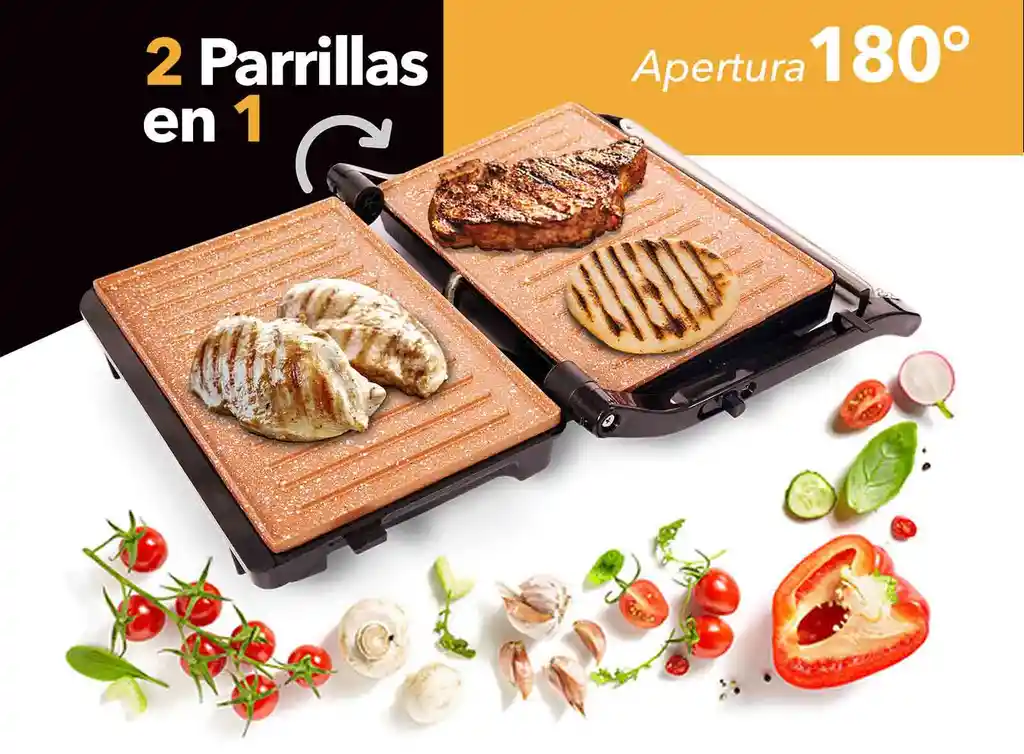 Grill Parrilla Asador Panini Cobre Home Elements – 180º