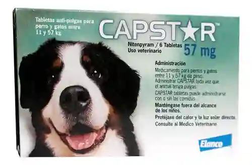 Capstar 57mg Antipulgas 11 A 57 Kg 1 Tableta Perros Y Gatos
