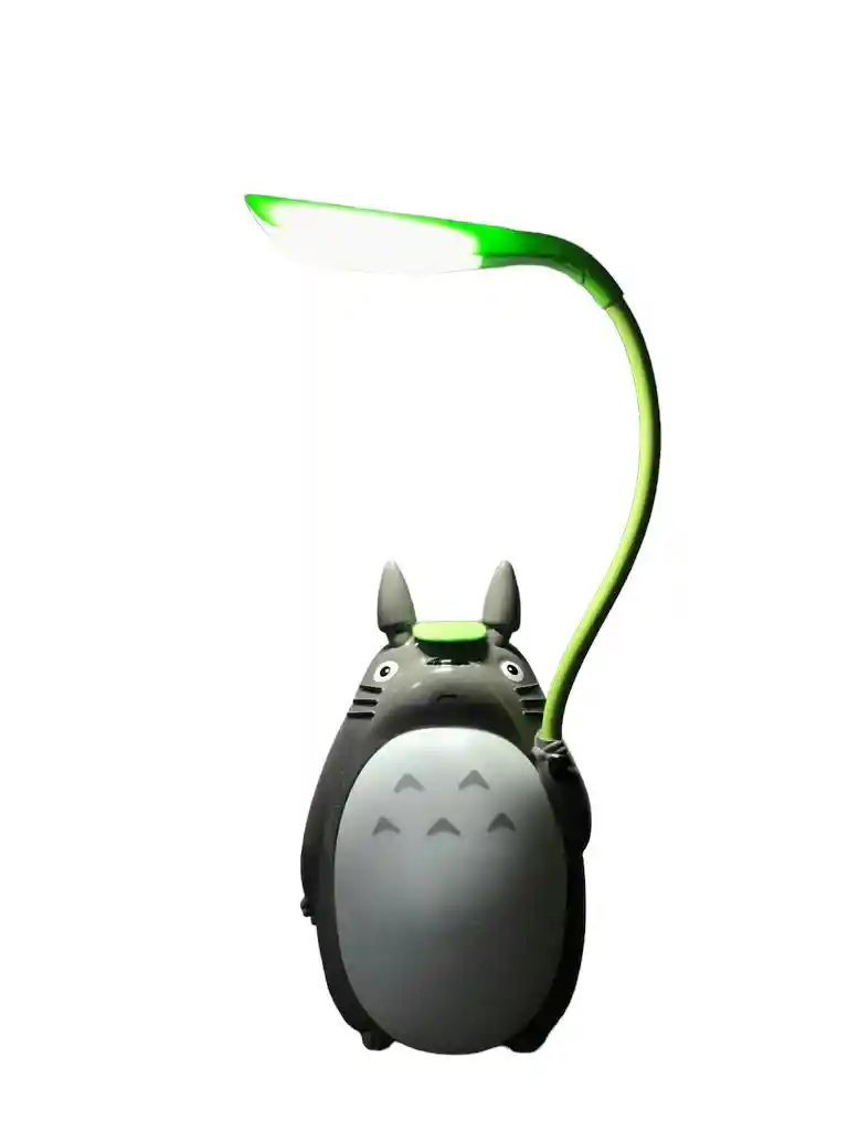 Lampara De Mesa Led Totoro Con Hoja Recargable Usb Luz Noche Niños