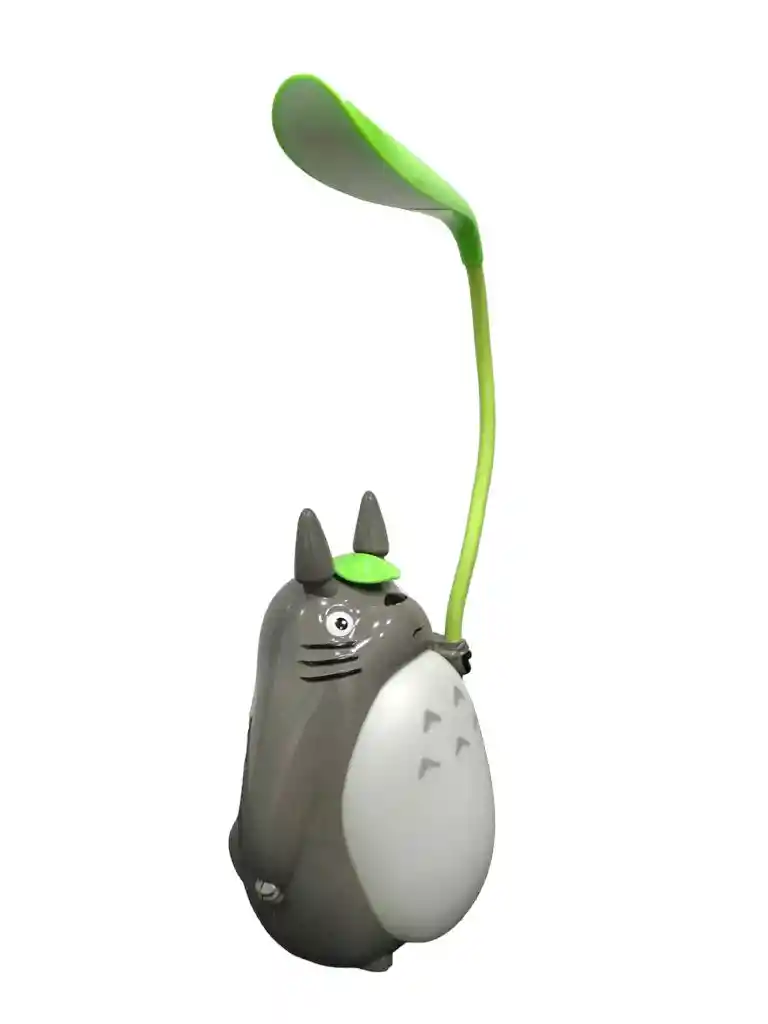 Lampara De Mesa Led Totoro Con Hoja Recargable Usb Luz Noche Niños