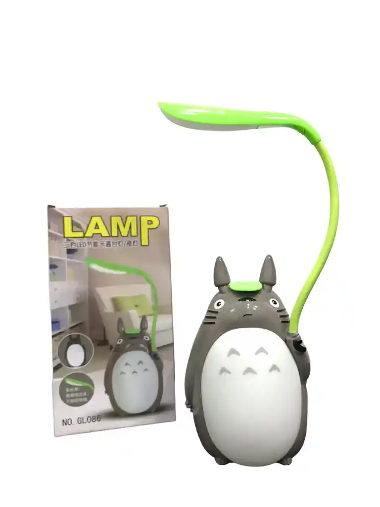 Lampara De Mesa Led Totoro Con Hoja Recargable Usb Luz Noche Niños