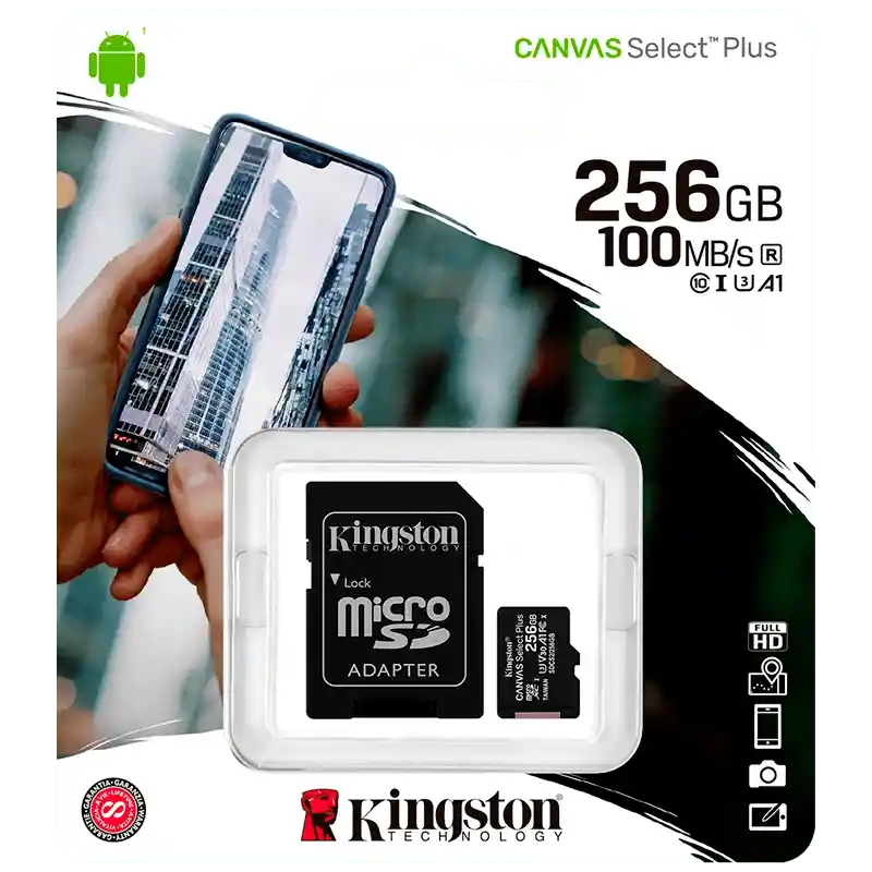 Memoria Micro Sd Kingston 256gb Canvas Select Plus Class10 (a1 V10)