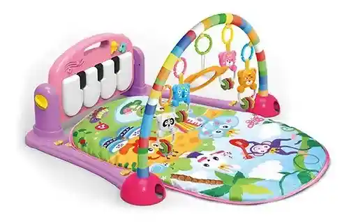 Juguete Gimnasio Piano Tapete Musical Y Luces Rosado Para Bebe. He0604