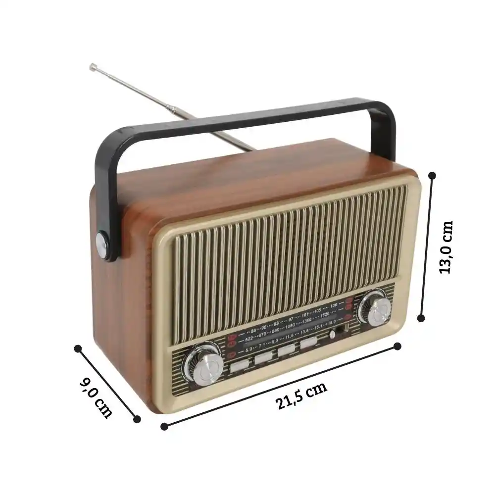 Radio Parlante Potente Am/fm Bluetooth Retro Con Control Usb