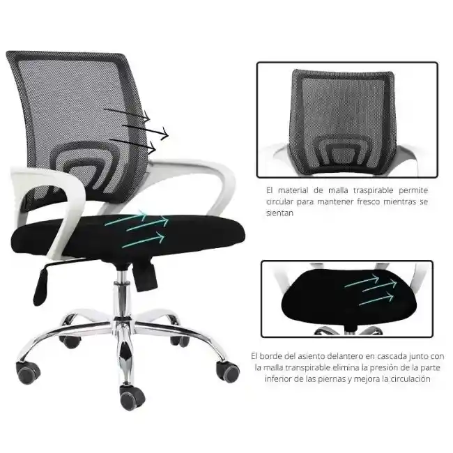 Silla De Oficina Colors Premium Negro Blanco