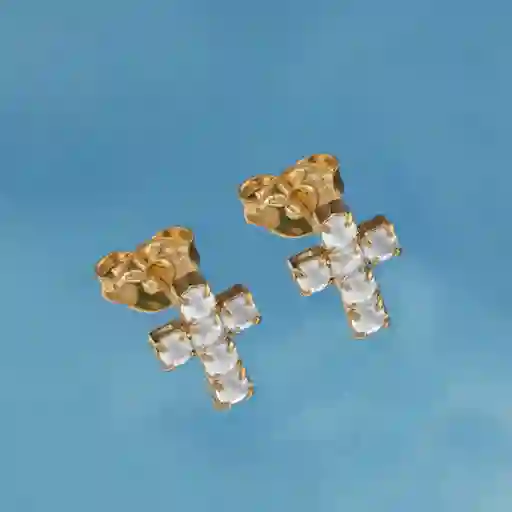 Arete Topo Cruz 6 Circonias Cristal