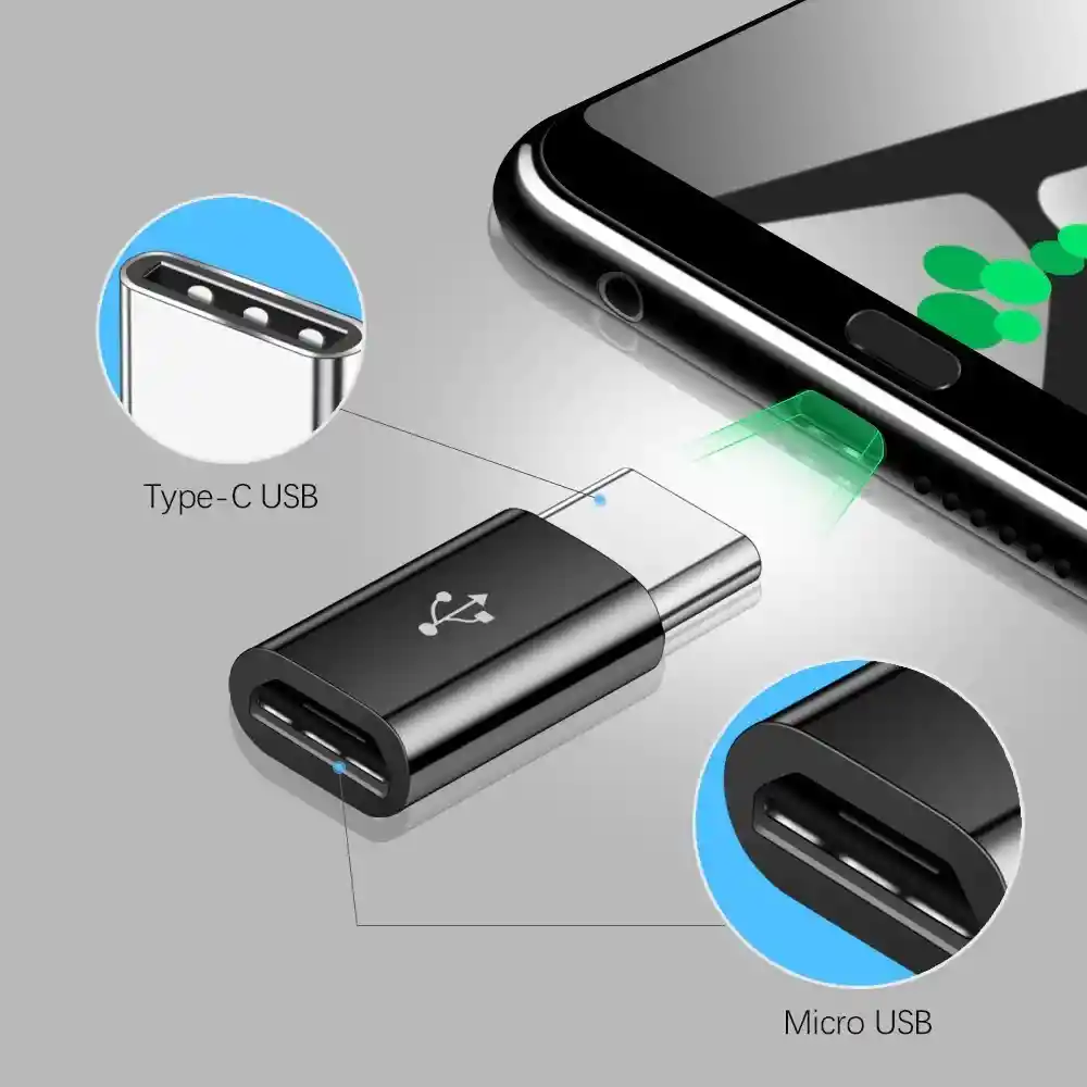 Adaptador Otg Usb Tipo C Macho A Micro Usb V8 Hembra