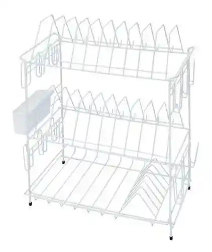 Locero Escurridor De Mesa 3 Niveles + Porta Cubiertos