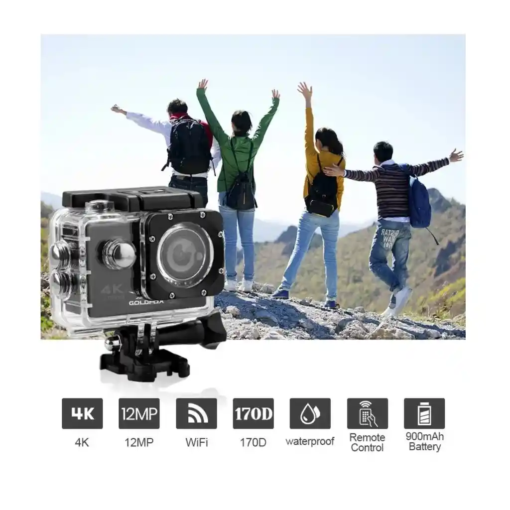 Camara Deportiva 4k Sumergible Con Control Remoto