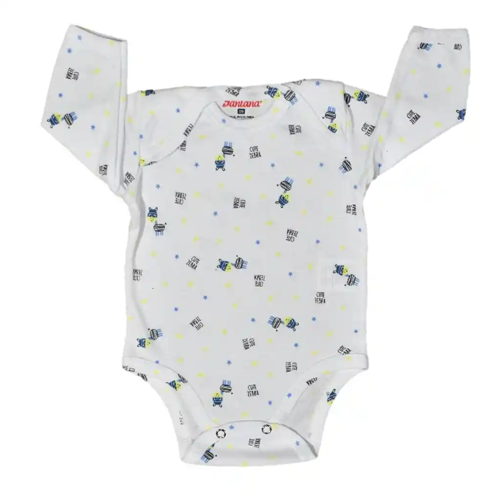 Body Bebé Manga Larga Estampado Niño Azul Electrico Talla 00