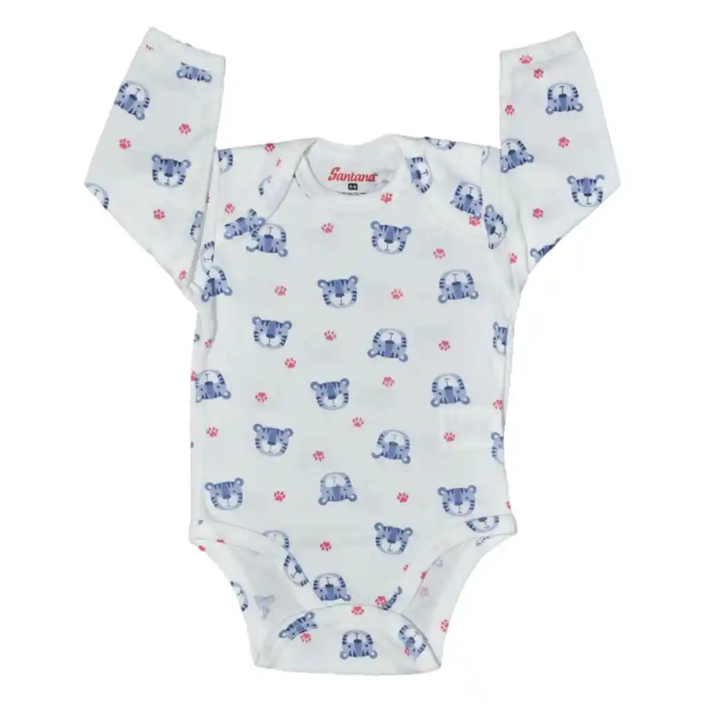 Body Bebé Manga Larga Estampado Niño Azul Grisaceo Talla 0-6