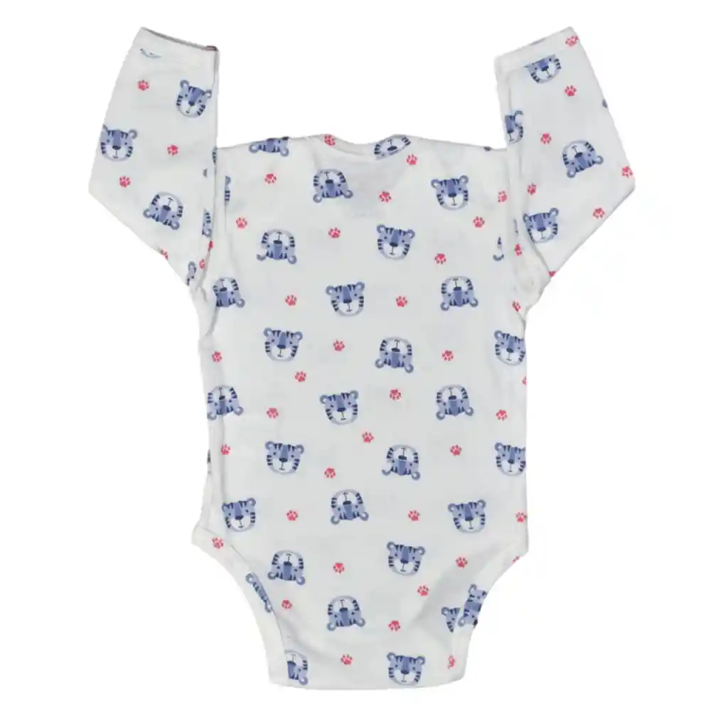 Body Bebé Manga Larga Estampado Niño Azul Grisaceo Talla 0-6