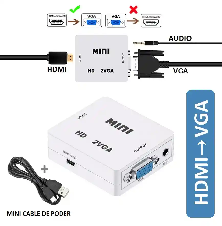 Adaptador Hdmi A Vga Audio Cable Convertidor Ps3 Ps4 Xbox