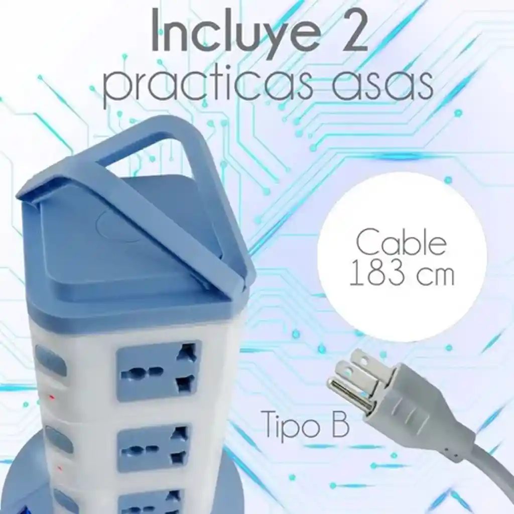 Torre Multitoma Corriente 3 Niveles 3 Usb X 12 Tomas 2500w