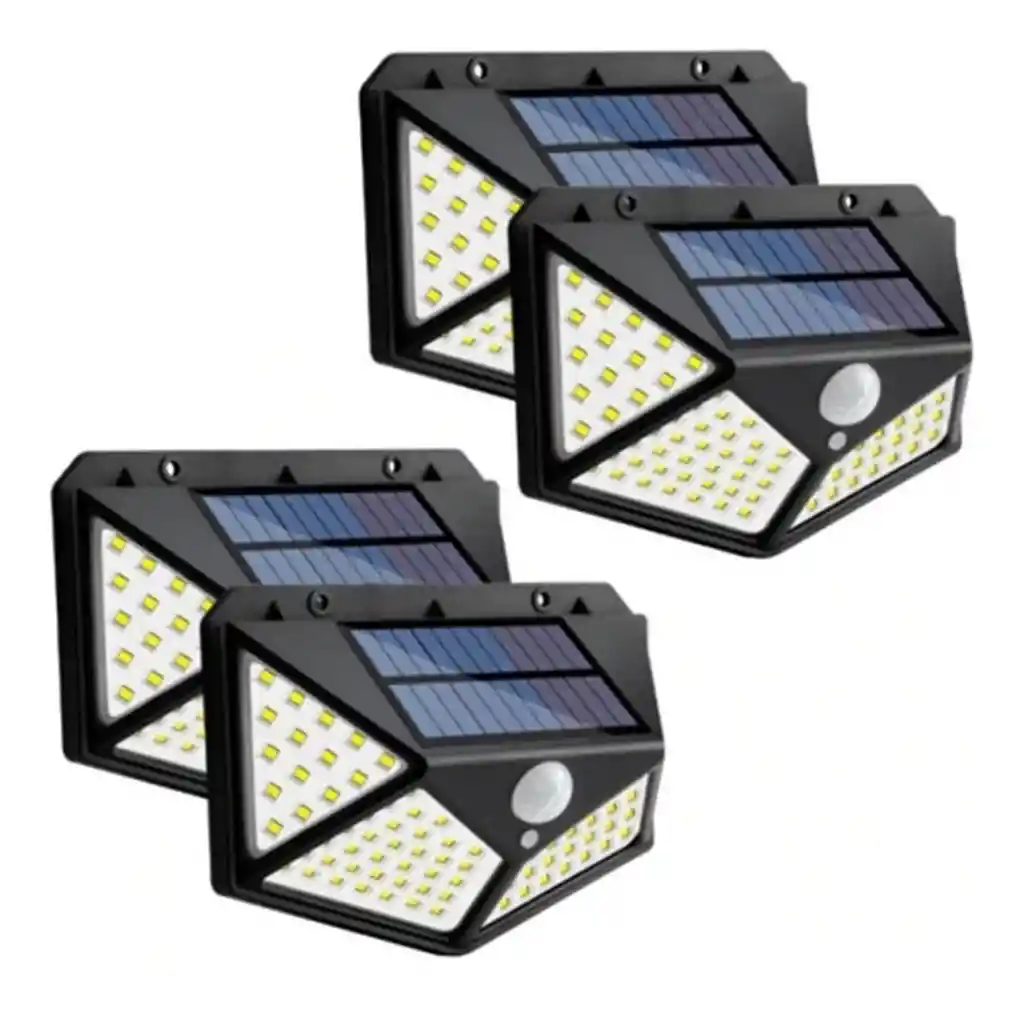 Lampara De Panel Solar Para Exteriores De 100 Led Sensor X2