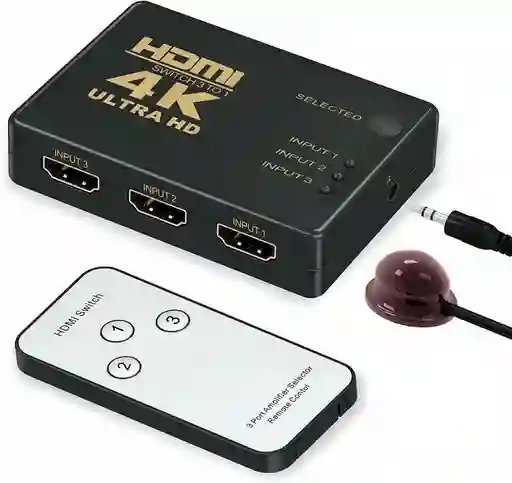 Hdmi Switch 4k Selector Multiplicador Hub Adaptador 3 Puertos Hdmi A Monitor Control Remoto