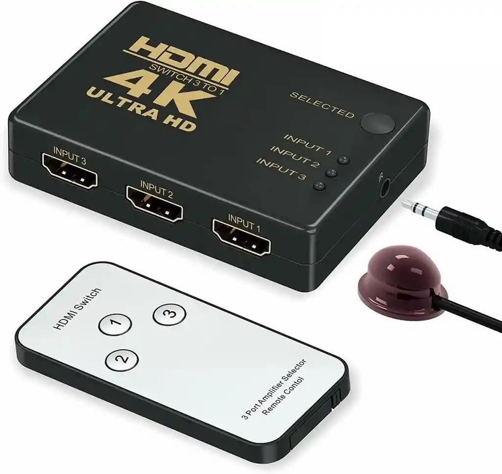 Hdmi Switch 4k Selector Multiplicador Hub Adaptador 3 Puertos Hdmi A Monitor Control Remoto