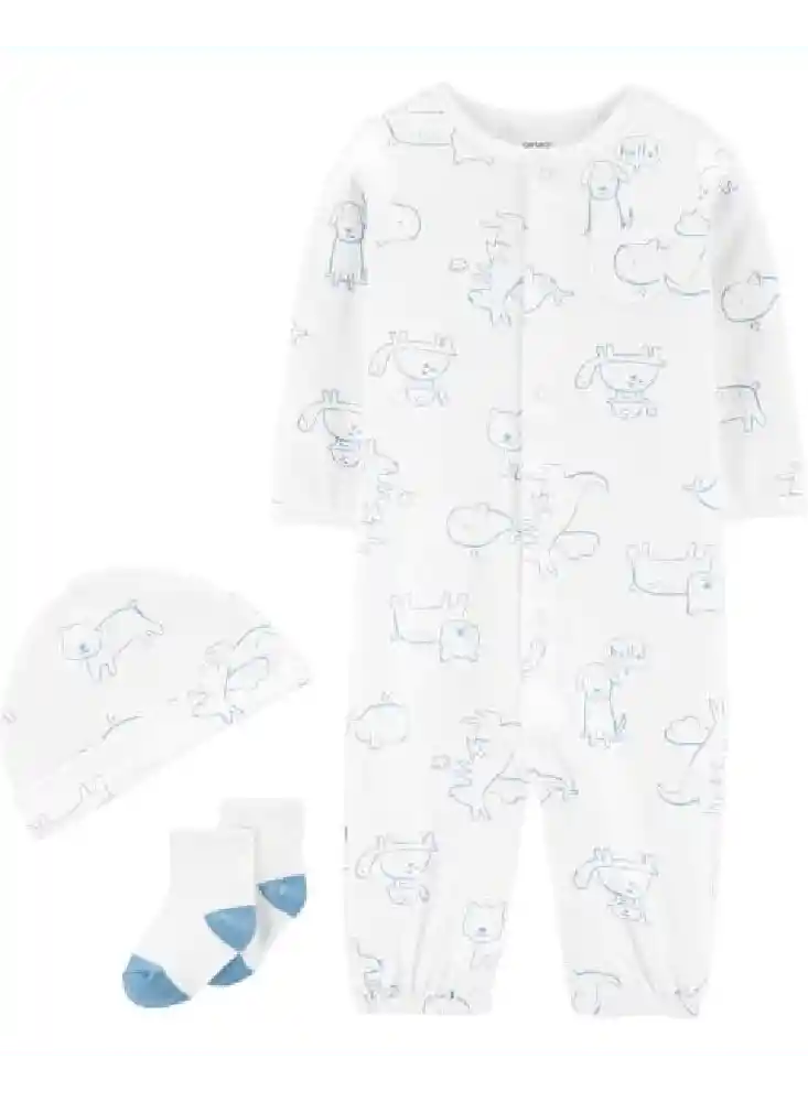Set Pijama Perritos Azules - 3 Meses