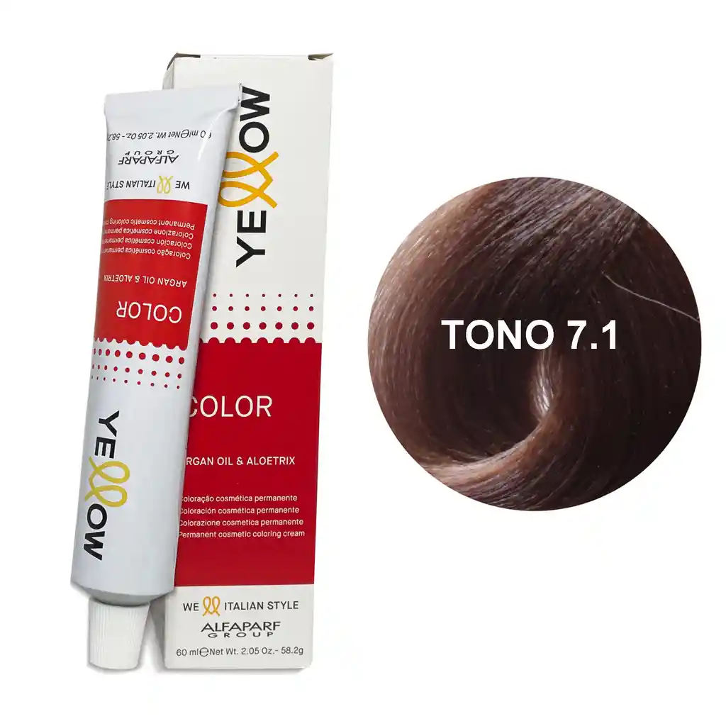 Yellow Alfaparf Tono 7.1 Rubio Medio Ceniza 60ml