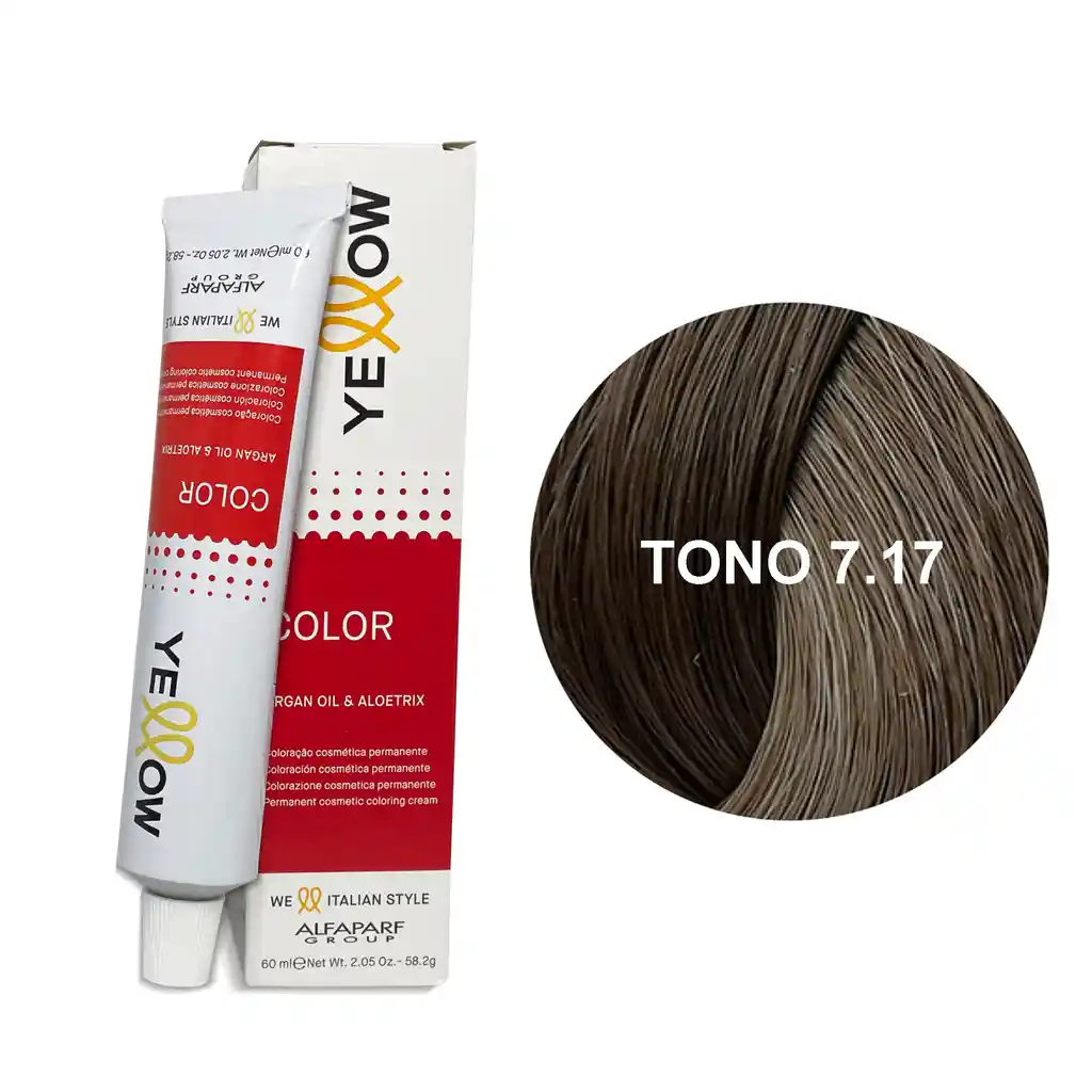 Yellow Alfaparf Tono 7.17 Rubio Medio Ceniza Mate 60ml