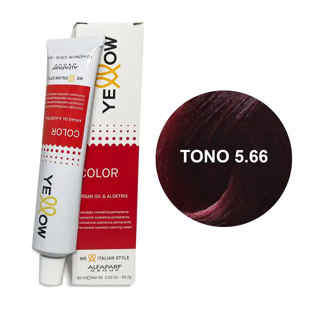 Yellow Alfaparf Tono 5.66 Castaño Claro Rojo Intenso 60ml