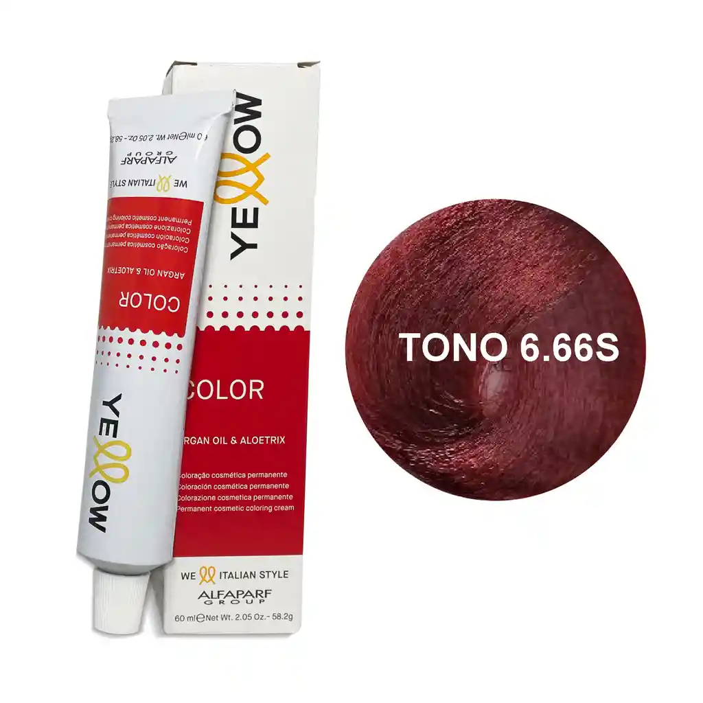 Yellow Alfaparf Tono 5.66s Castaño Claro Rojo Super Intenso 60ml