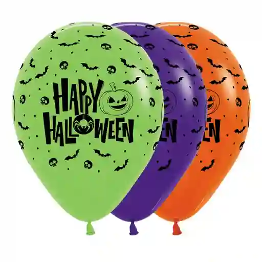 Paquete De Globos/ Bombas Estampado Happy Halloween X 12 Und