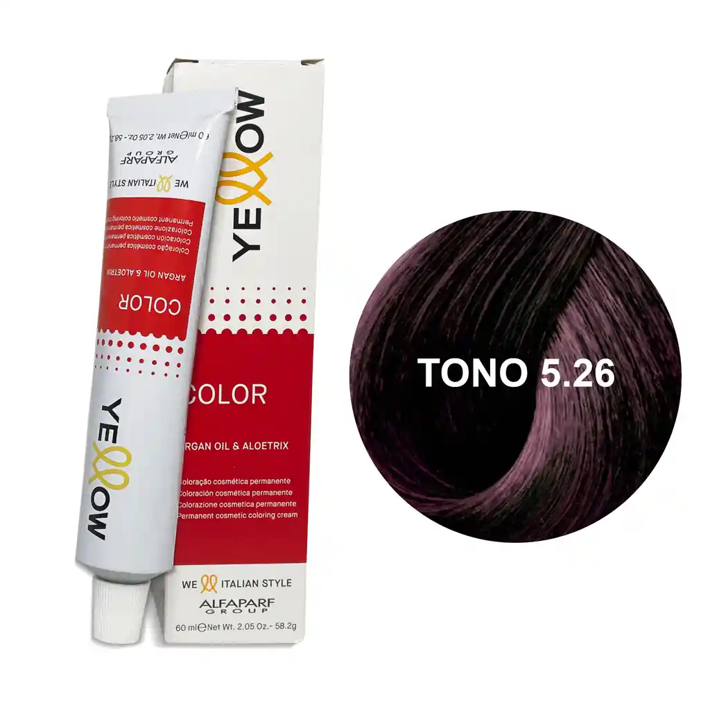 Yellow Alfaparf Tono 5.26 Castaño Claro Irisado Rojo 60ml