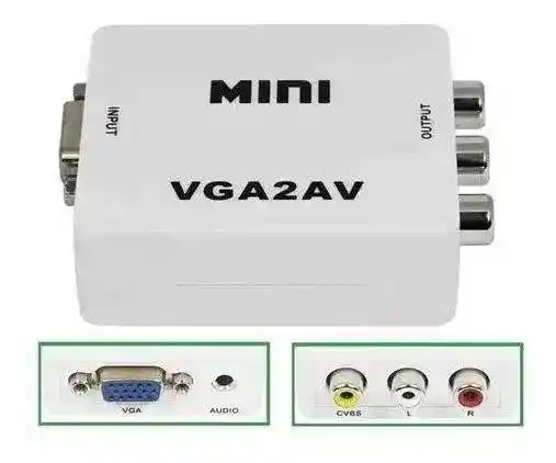 Convertidor Adaptador Señal Vga A Rca Av Audio Y Video Fhd