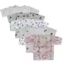 Combo X5 Camisetas Manga Corta Bebé Prematuro Estampado Niña