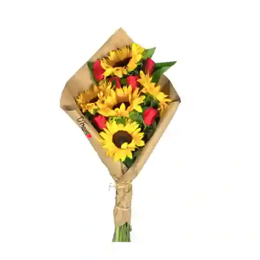 Bouquet Girasoles Y Rosas