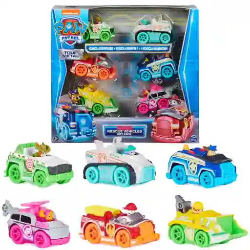 Set De Vehículos Metálicos Paw Patrol Neón 2022 Originales