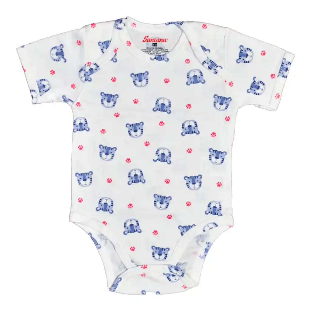 Body Bebé Manga Corta Estampado Niño Azul Grisaceo Talla 6-12 Meses