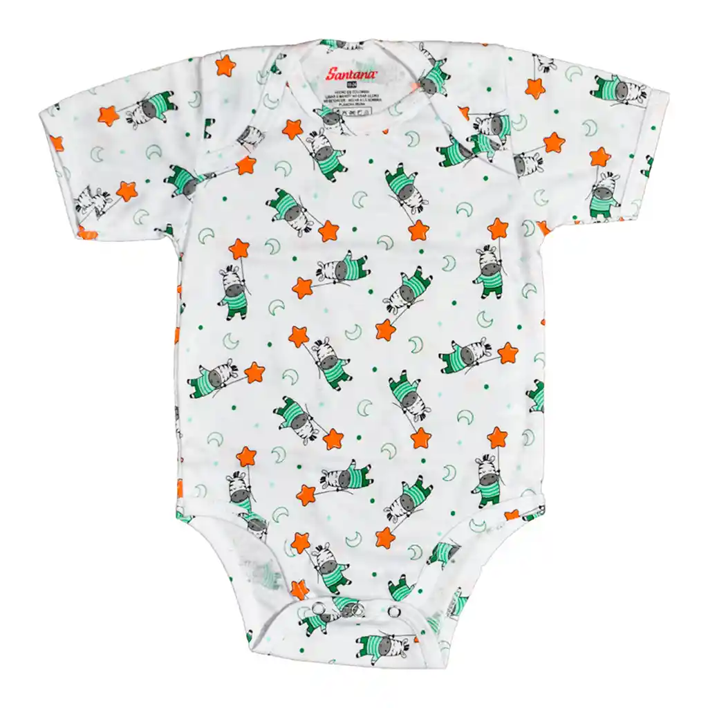 Body Bebé Manga Corta Estampado Niño Verde Menta Oscuro Talla 18-24