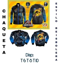 Chaqueta Estilo Beisbolera Niños Dinosaurio Jurassic World Talla 8 ( Tipo Talla 6)