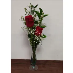 Solitario De 2 Rosas Y Follaje