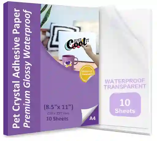 Papel Fotográfico Transparente Adhesivo X 10 Hojas A4 Stickers Pet Impresoras Inkjet