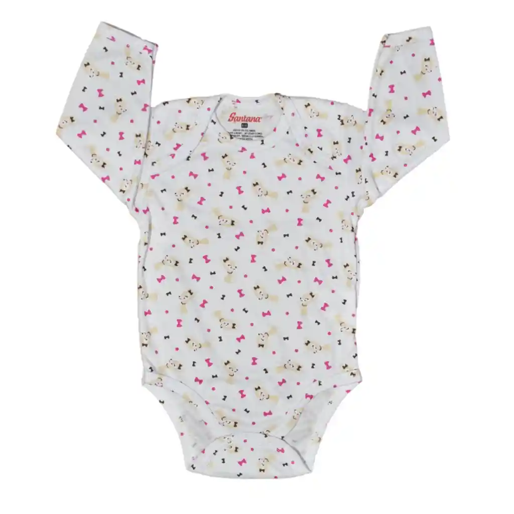 Body Bebé Manga Larga Estampado Niña Beige Talla 12-18 Meses