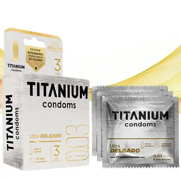 Condones Preservativos Titanium Ultradelgado Liso Sensitivo