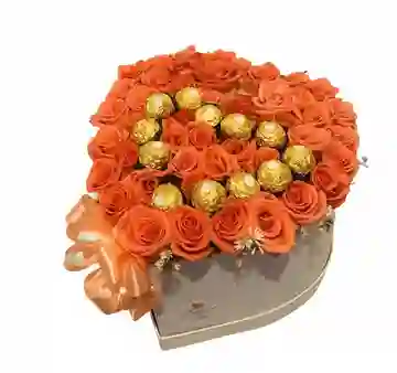Caja De Corazon Naranja