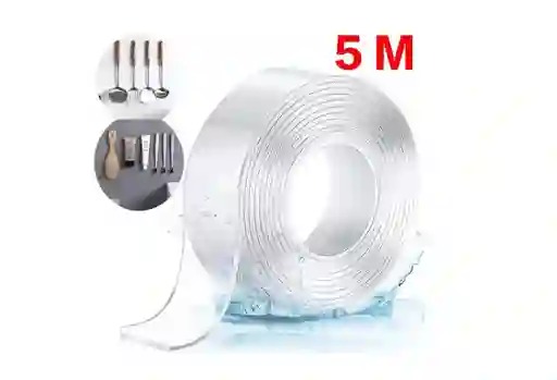 Cinta Mágica Transparente Advesiva Doble Faz Lavable * 5mtr